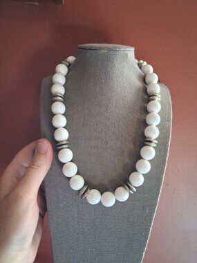 19 inch White beaded necklace